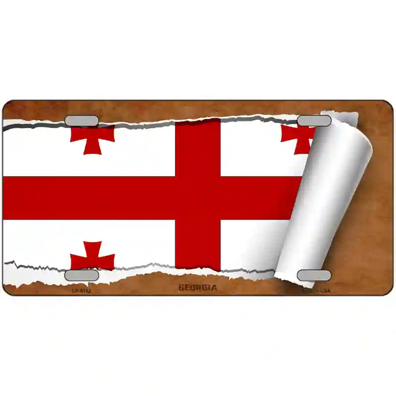 Georgia Country Flag Scroll Metal Novelty License Plate 12" x 6" (LP)