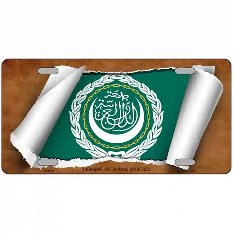 League of Arab States Flag Scroll Metal Novelty License Plate 12" x 6" (LP)