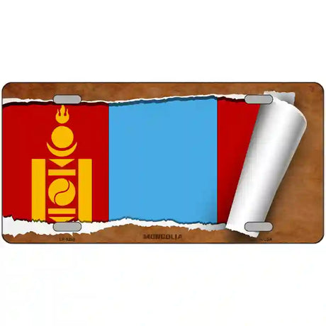 Mongolia Country Flag Scroll Metal Novelty License Plate 12" x 6" (LP)