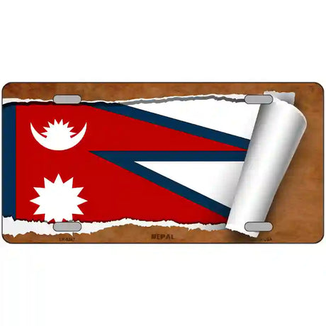 Nepal Flag Scroll Metal Novelty License Plate 12" x 6" (LP)