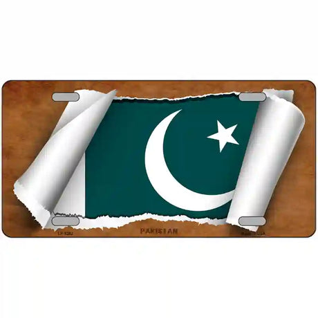 Pakistan Flag Scroll Metal Novelty License Plate 12" x 6" (LP)