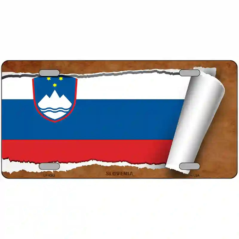 Slovenia Flag Scroll Metal Novelty License Plate 12" x 6" (LP)