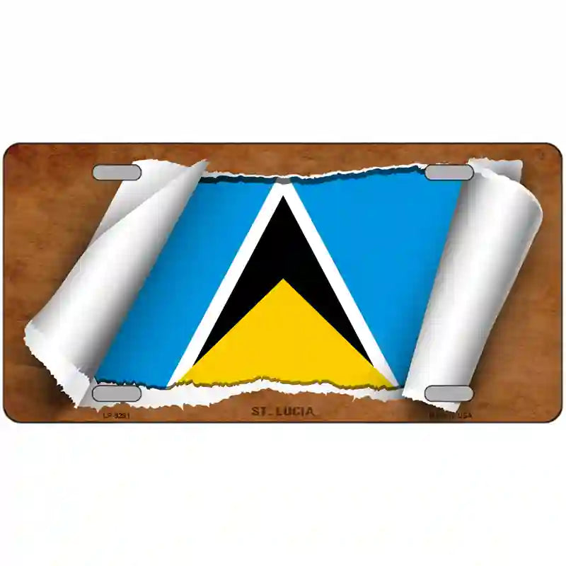 St Lucia Flag Scroll Metal Novelty License Plate 12" x 6" (LP)