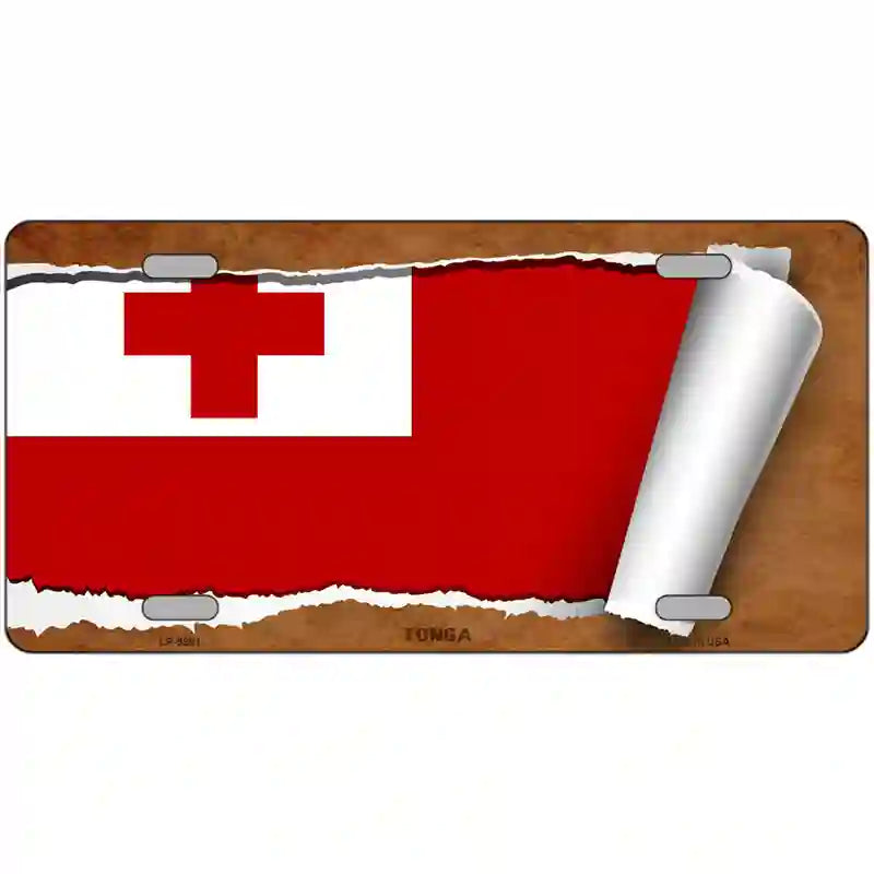 Tonga Flag Scroll Metal Novelty License Plate 12" x 6" (LP)