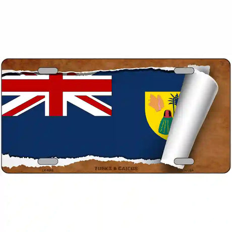 Turks & Caicos Flag Scroll Metal Novelty License Plate 12" x 6" (LP)