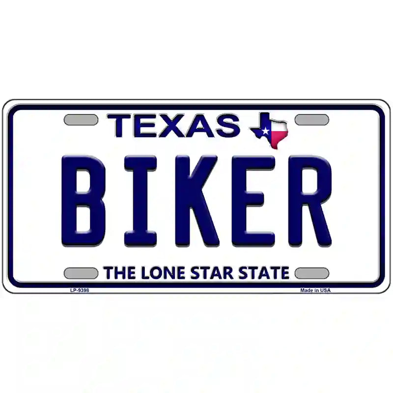 Biker Texas Novelty Metal License Plate 12" x 6" (LP)