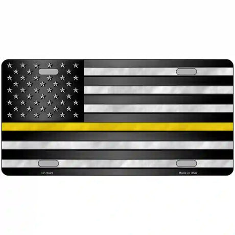 American Flag Thin Yellow Line Novelty Metal License Plate 12" x 6" (LP)