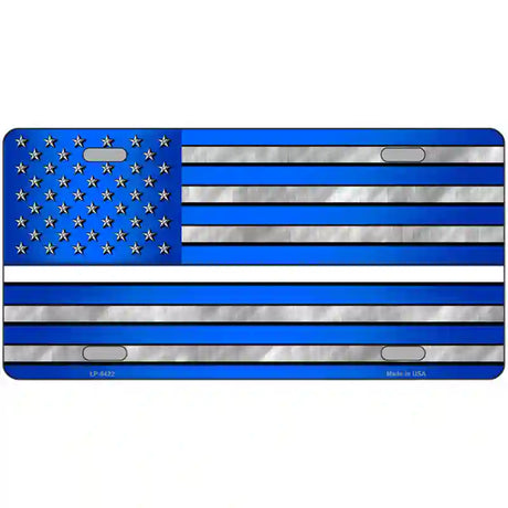 Blue American Flag Thin White Line Novelty Metal License Plate 12" x 6" (LP)