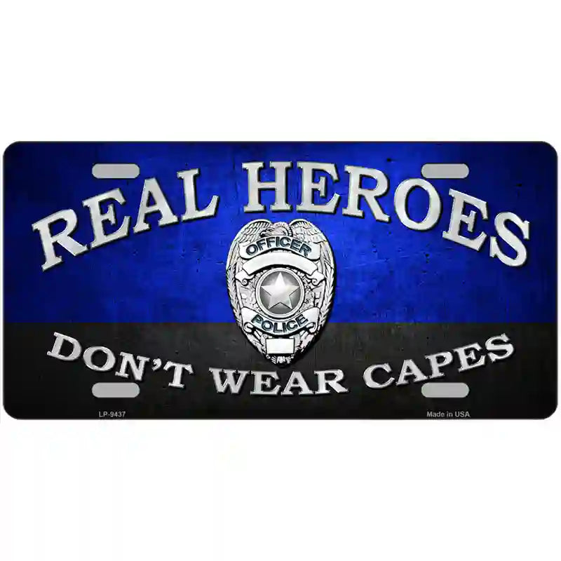 Real Heroes Blue Metal Novelty License Plate 12" x 6" (LP)