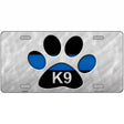 Thin Blue Line Paw K-9 Metal Novelty License Plate 12" x 6" (LP)