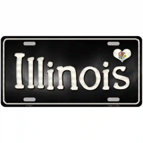 Illinois Flag Script Metal Novelty License Plate 12" x 6" (LP)