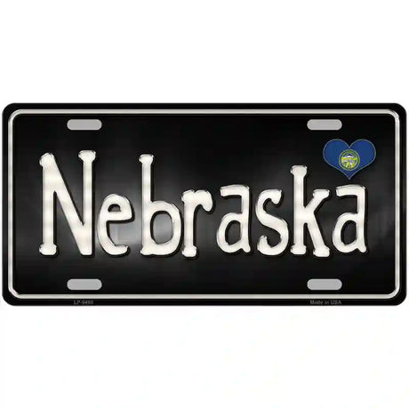 Nebraska Flag Script Metal Novelty License Plate 12" x 6" (LP)