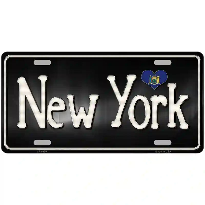 New York Flag Script Metal Novelty License Plate 12" x 6" (LP)