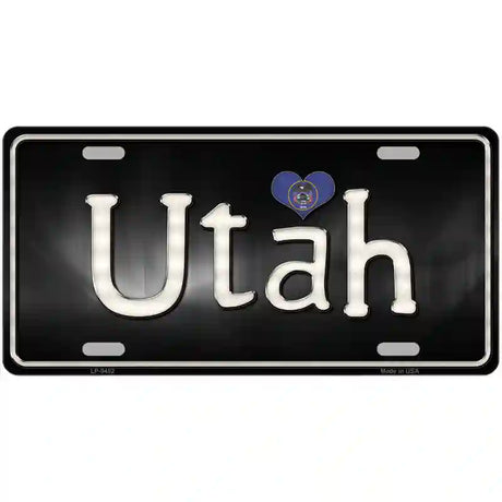 Utah Flag Script Metal Novelty License Plate 12" x 6" (LP)