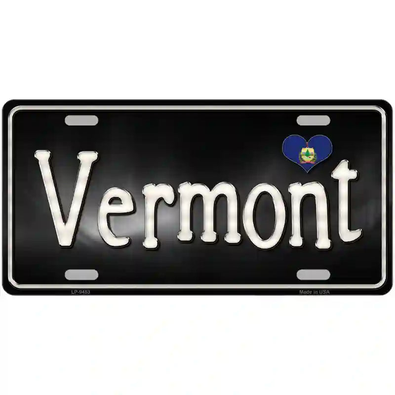 Vermont Flag Script Metal Novelty License Plate 12" x 6" (LP)