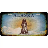 Alaska Bear Rusty Novelty Metal License Plate 12" x 6" (LP)