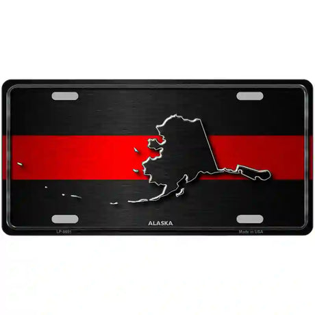 Alaska Thin Red Line Metal Novelty License Plate 12" x 6" (LP)