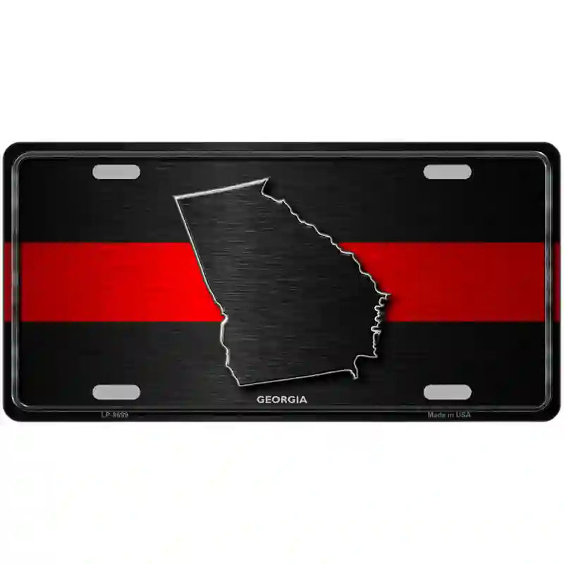 Georgia Thin Red Line Metal Novelty License Plate 12" x 6" (LP)