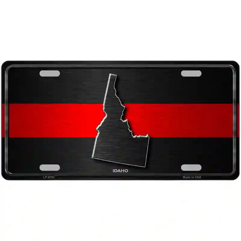 Idaho Thin Red Line Metal Novelty License Plate 12" x 6" (LP)