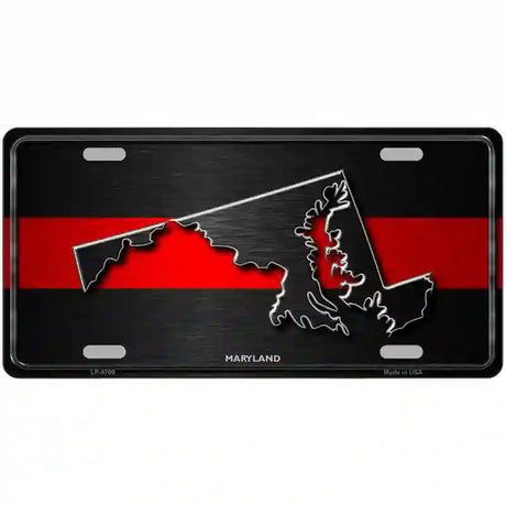 Maryland Thin Red Line Metal Novelty License Plate 12" x 6" (LP)