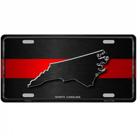 North Carolina Thin Red Line Metal Novelty License Plate 12" x 6" (LP)