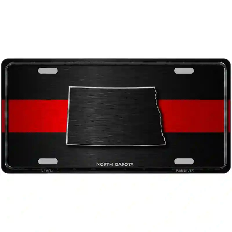 North Dakota Thin Red Line Metal Novelty License Plate 12" x 6" (LP)