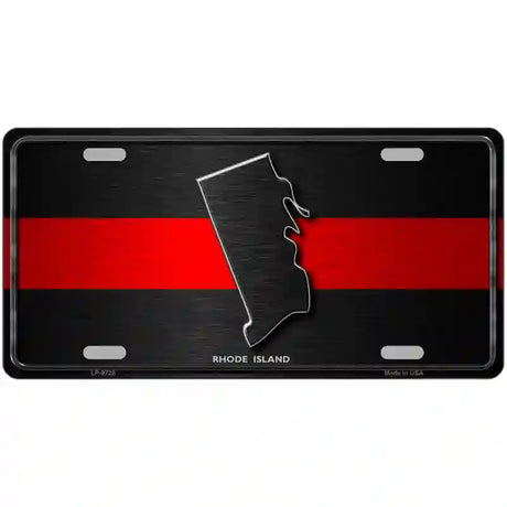 Rhode Island Thin Red Line Metal Novelty License Plate 12" x 6" (LP)