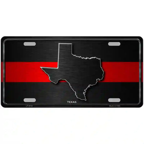 Texas Thin Red Line Metal Novelty License Plate 12" x 6" (LP)