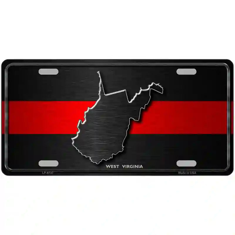 West Virginia Thin Red Line Metal Novelty License Plate 12" x 6" (LP)