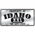 Property Of Idaho Novelty Metal License Plate 12" x 6" (LP)