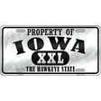 Property Of Iowa Novelty Metal License Plate 12" x 6" (LP)