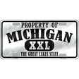 Property Of Michigan Novelty Metal License Plate 12" x 6" (LP)