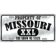 Property Of Missouri Novelty Metal License Plate 12" x 6" (LP)