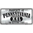 Property Of Pennsylvania Novelty Metal License Plate 12" x 6" (LP)