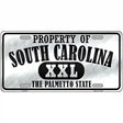 Property Of South Carolina Novelty Metal License Plate 12" x 6" (LP)