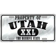 Property Of Utah Novelty Metal License Plate 12" x 6" (LP)