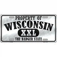 Property Of Wisconsin Novelty Metal License Plate 12" x 6" (LP)