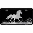 Horse Black Brushed Chrome Novelty Metal License Plate 12" x 6" (LPC)