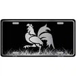 Rooster Black Brushed Chrome Novelty Metal License Plate 12" x 6" (LPC)