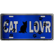 Cat Lover Blue Brushed Chrome Novelty Metal License Plate Tag 12" x 6" (LPC)