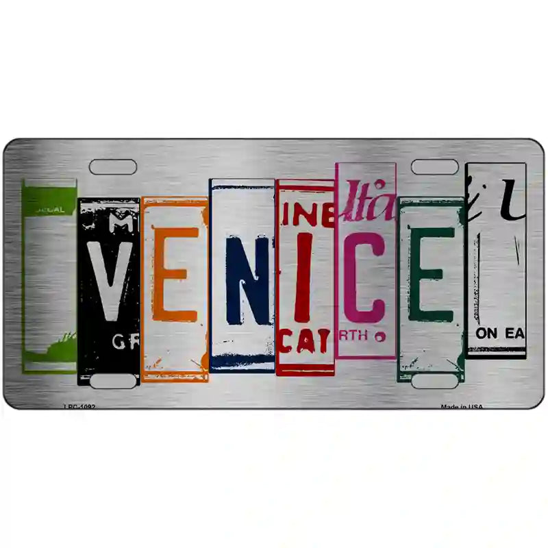 Venice License Plate Art Brushed Chrome Novelty Metal License Plate Tag 12" x 6" (LPC)