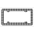 White Black Houndstooth Novelty Metal License Plate Frame LPF-026