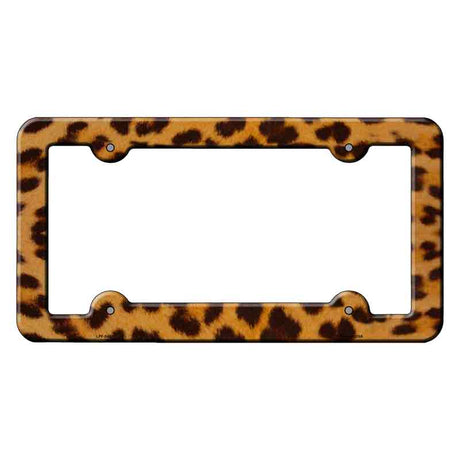 Dark Leopard Print Novelty Metal License Plate Frame LPF-046