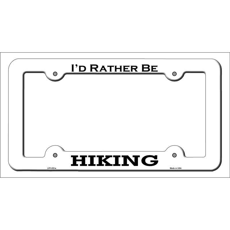 Hiking Novelty Metal License Plate Frame LPF-051 White