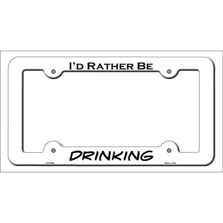 Drinking Novelty Metal License Plate Frame LPF-058 White