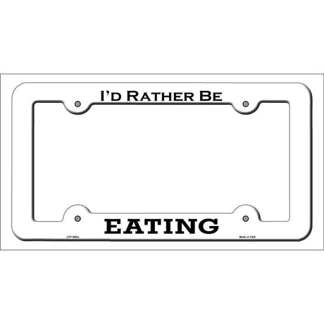 Eating Novelty Metal License Plate Frame LPF-060 White