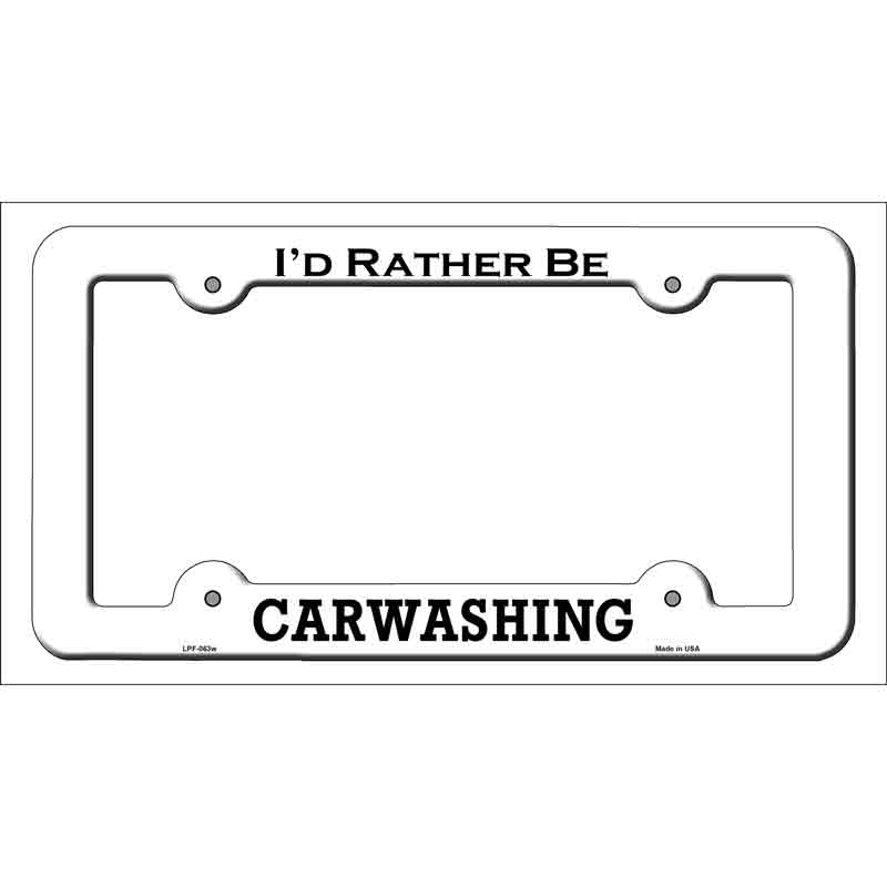 Carwashing Novelty Metal License Plate Frame LPF-063 White