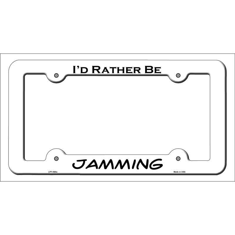 Jamming Novelty Metal License Plate Frame LPF-066 White