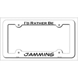 Jamming Novelty Metal License Plate Frame LPF-066 White