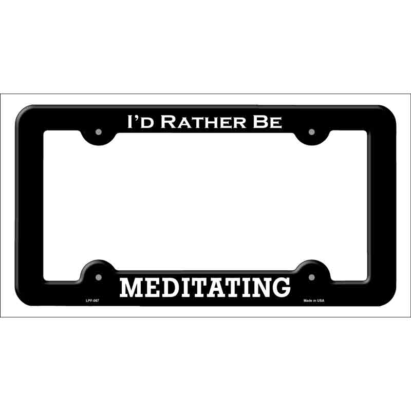 Meditating Novelty Metal License Plate Frame LPF-067 Black